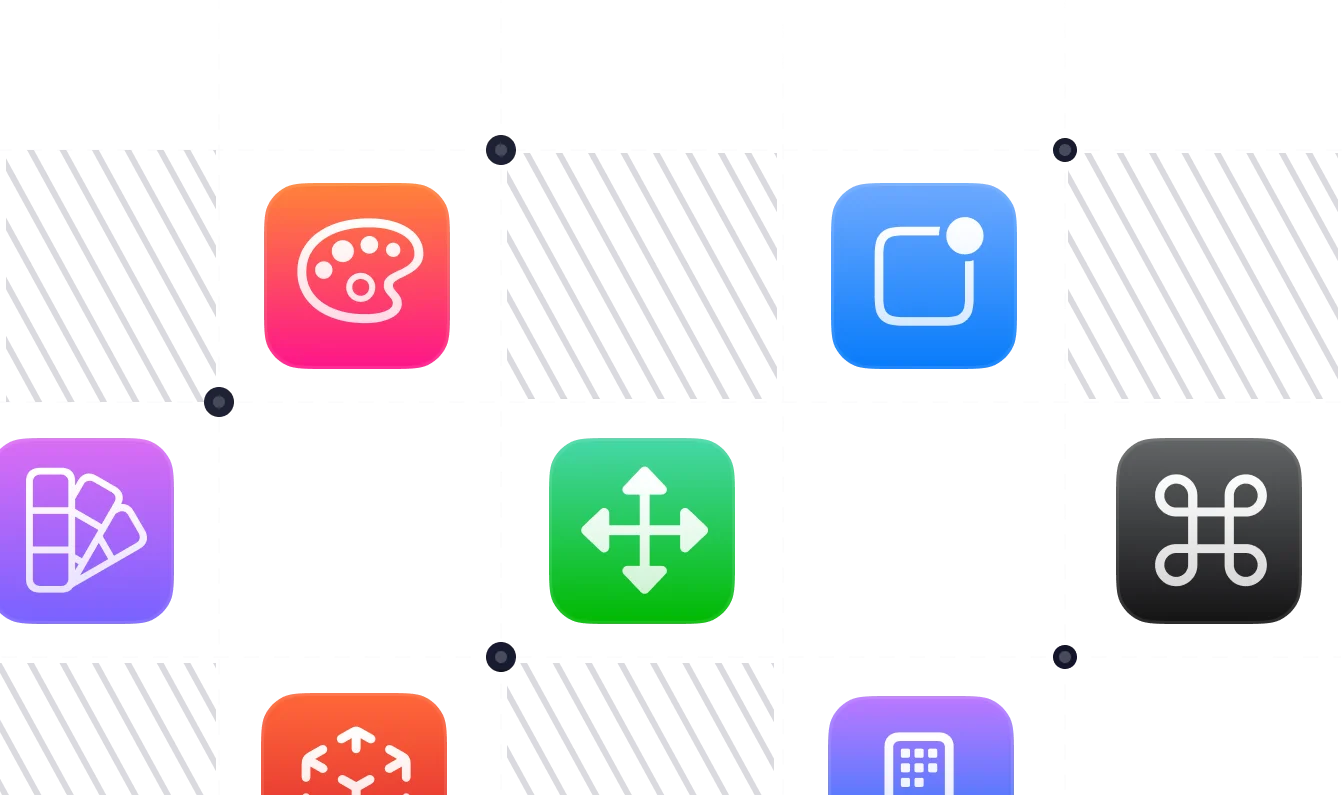 A couple of non-real macOS app icons distributed in a grid