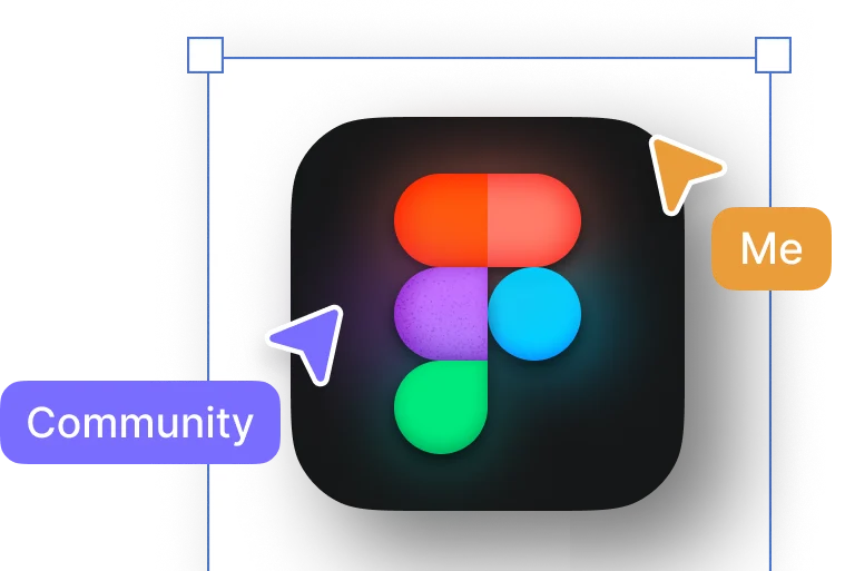 Figma logo with a cursor hovering over it, representing the concept of collaboration